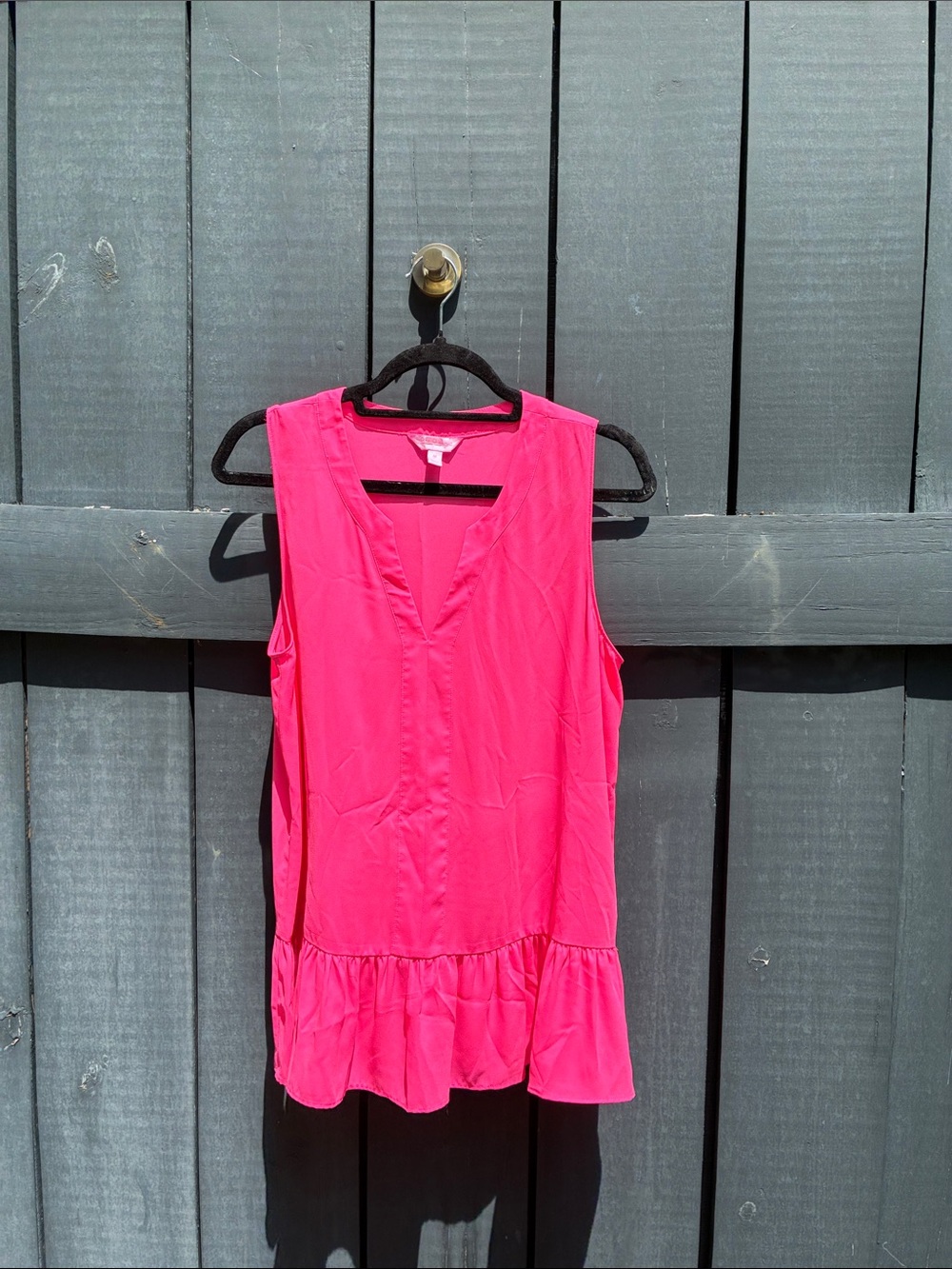 Lilly Pulitzer Hot Pink Sleeveless V-Neck Ruffle Hem Camisole